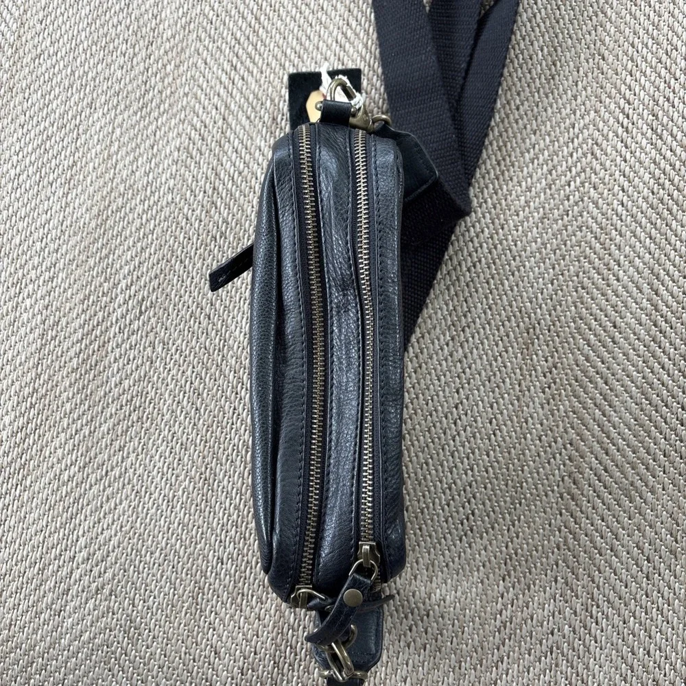 Fat Face Womens Black Genuine Leather Crossbody Bag Purse Classic - Picture 5 of 14
